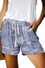 Pantalones cortos con bolsillos en la cintura elástica casual con cordón estampado