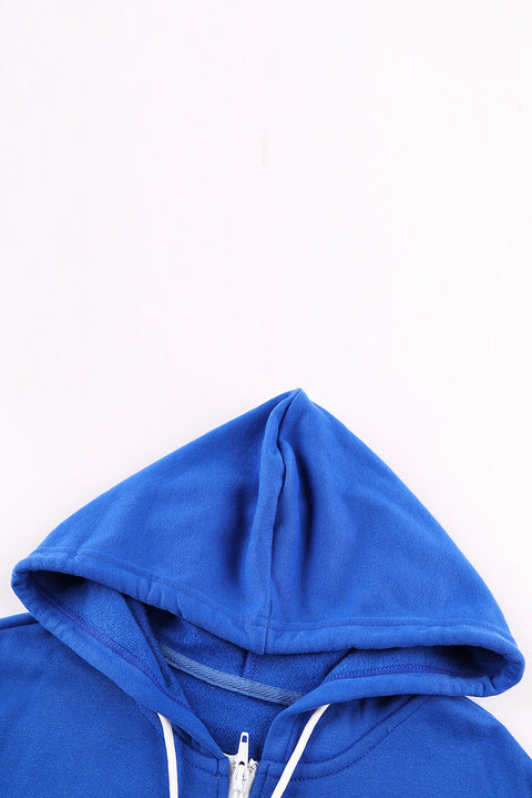 Zip-Up Pocket Drawstring Hoodie Jacket