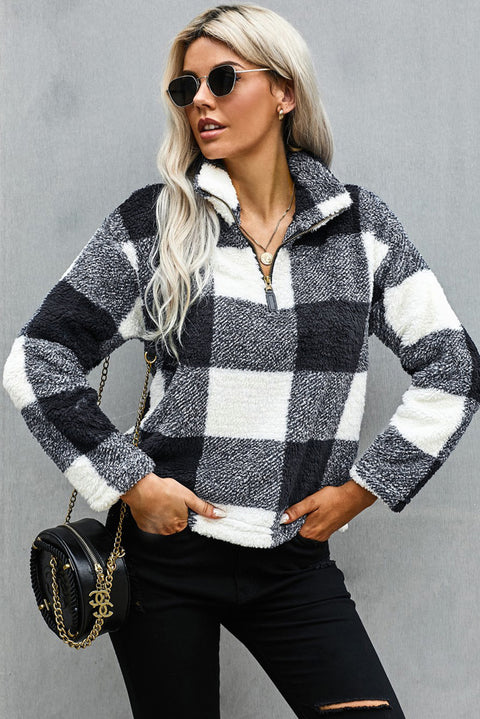 Checkered Half Zip Pullover