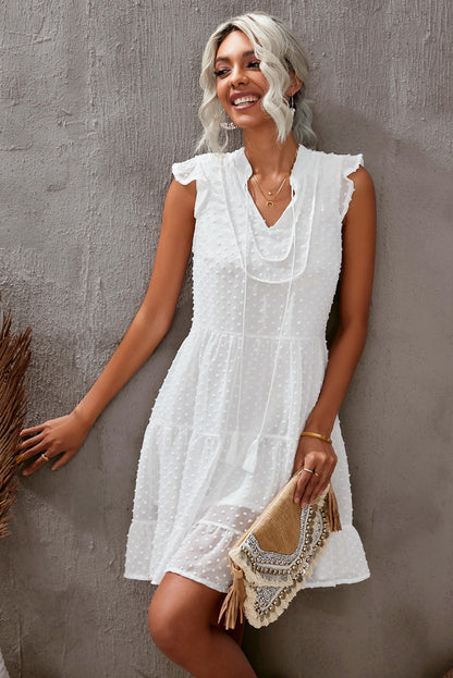 Swiss Dot Tiered Babydoll Mini Dress