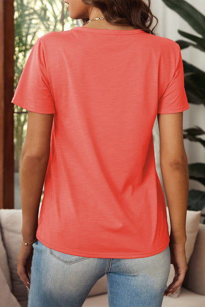 Distressed Crew Neck Leaves Pattern T-shirt