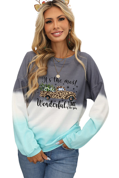 Color Block Tie Dye Pullover Sweatshirt