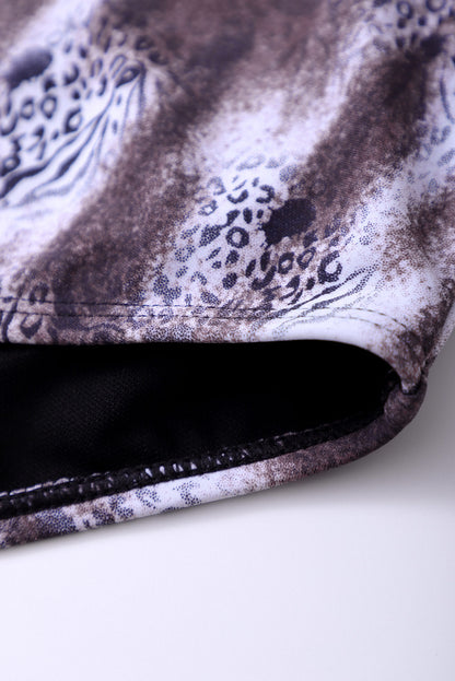 Maillot de bain une pièce plongeant à imprimé floral et treillis 