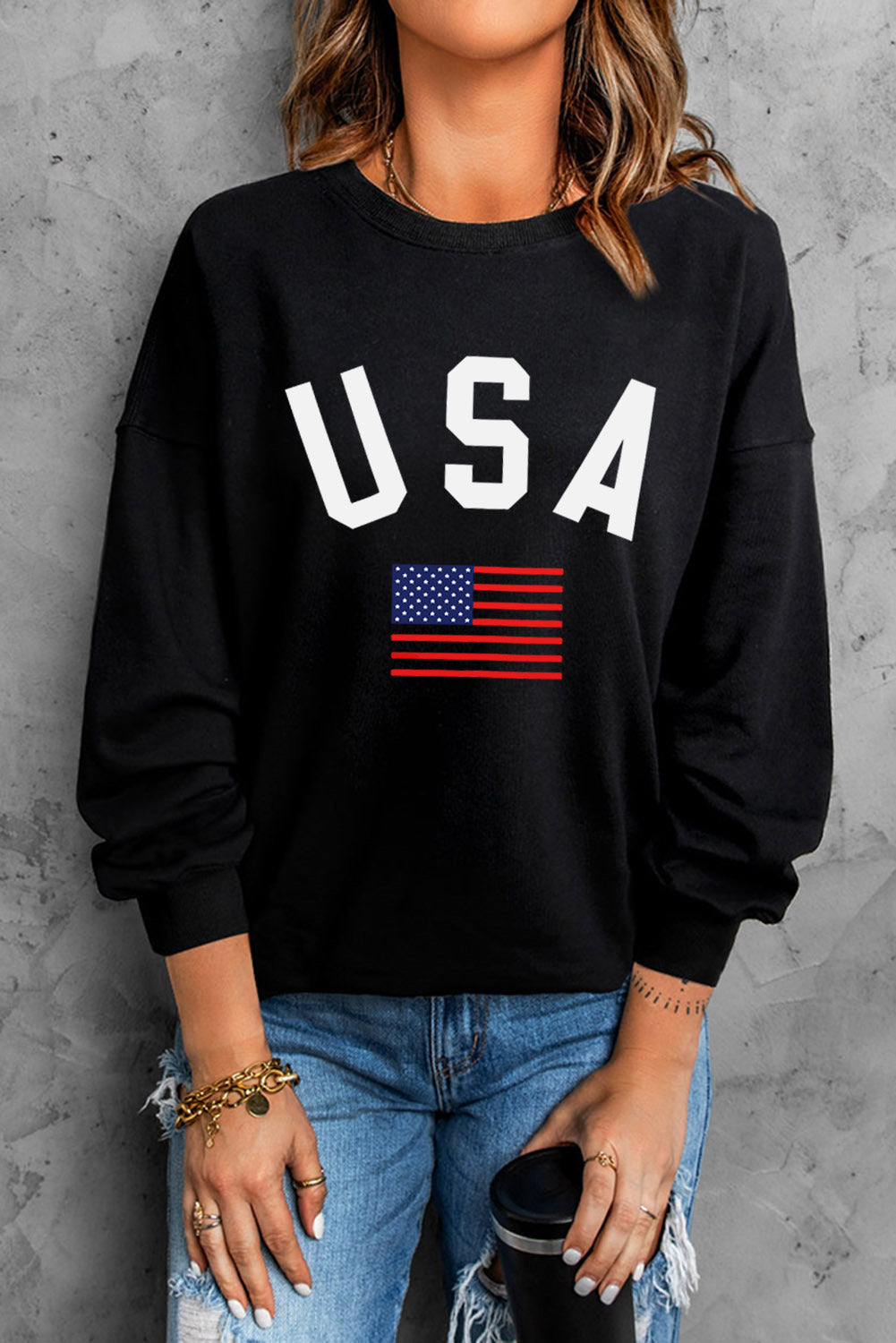 Dark Blue Oversized Solid Drop Shoulder Sweatshirt