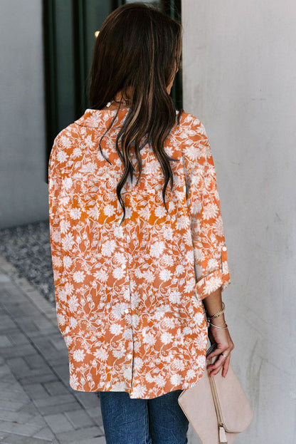 Floral Print Buttoned Long Sleeve Shirt
