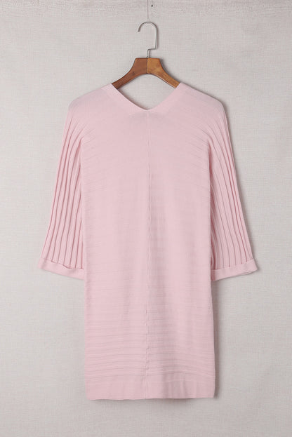 Cárdigan de punto acanalado con frente abierto 