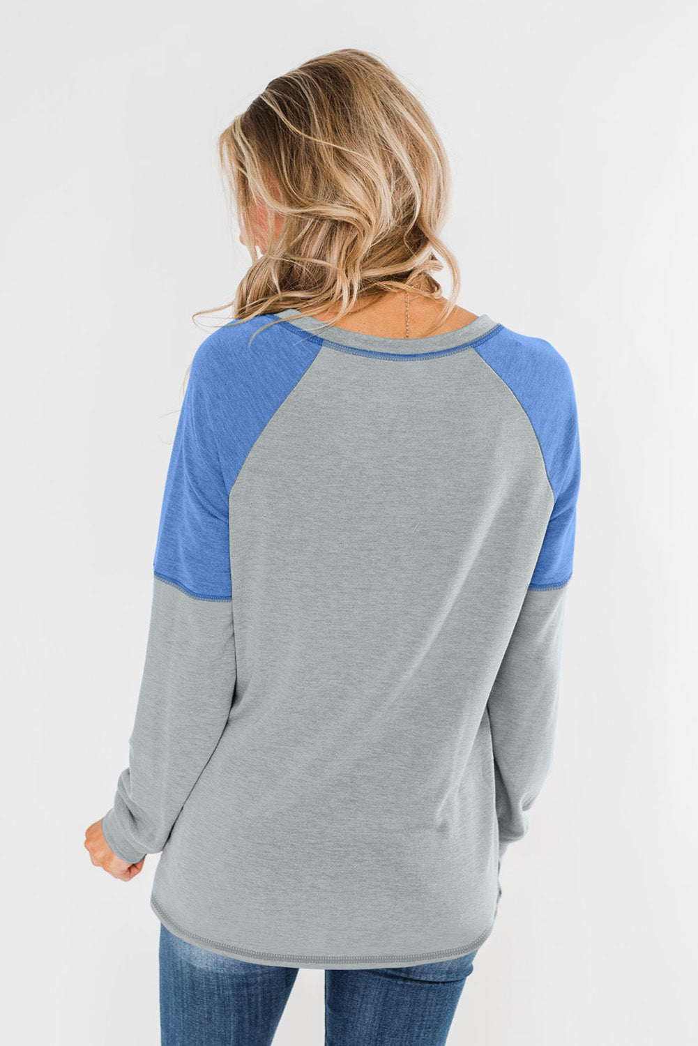 Top de manga raglán con bloque de color caqui