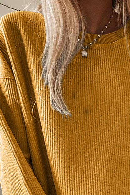 Sweat-shirt oversize côtelé à col ras du cou 