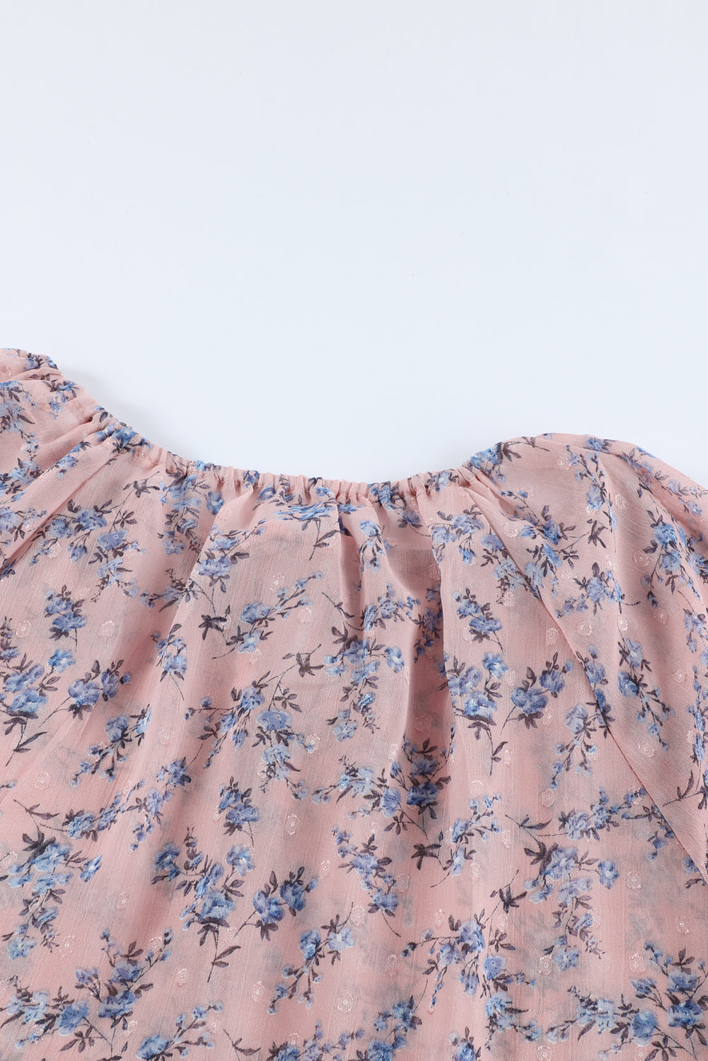 Floral Print Drawstring Long Bell Sleeve Blouse