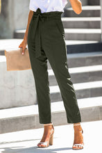 Casual Paperbag Waist Straight Leg Pants with Belt