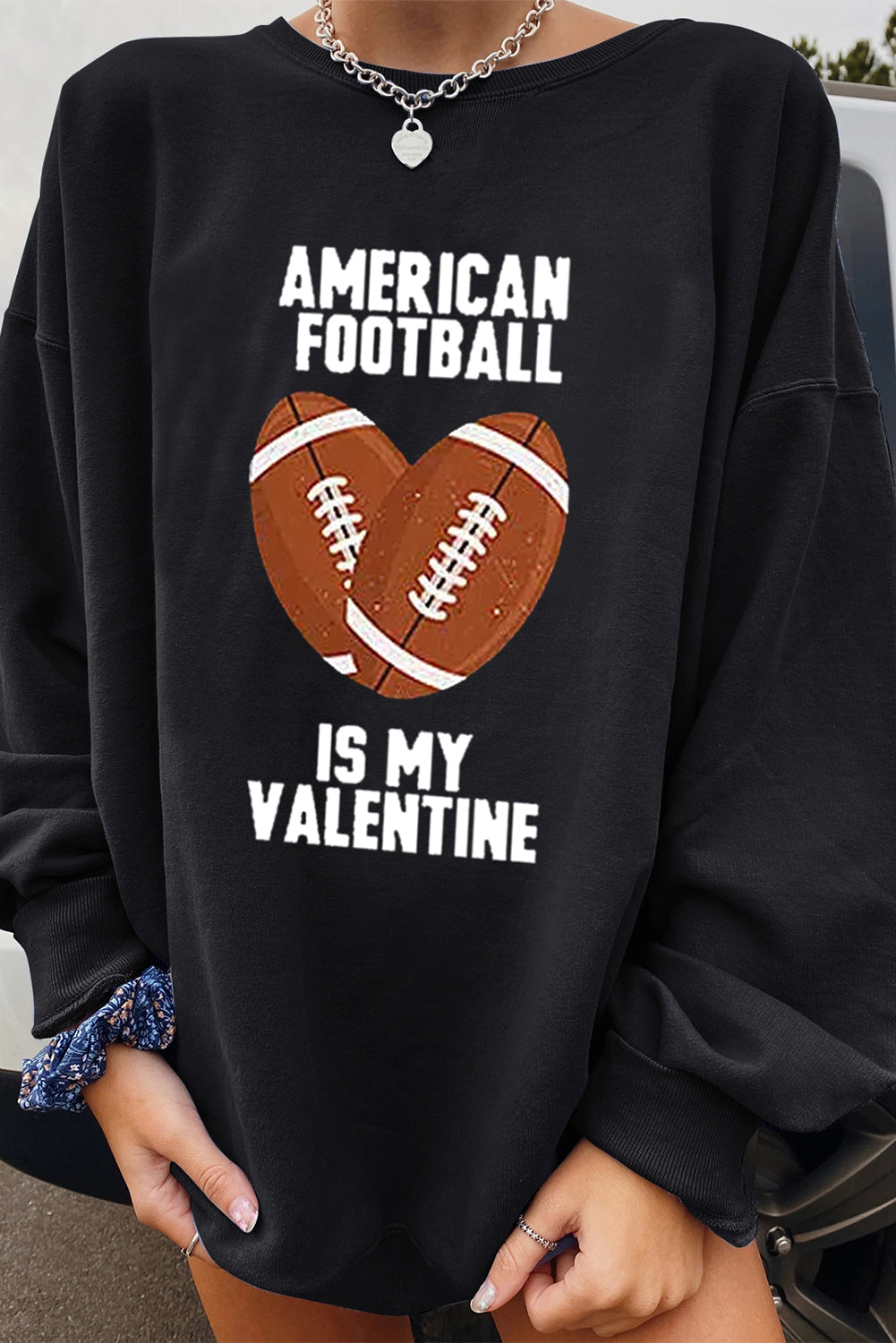 Dark Blue Oversized Solid Drop Shoulder Sweatshirt