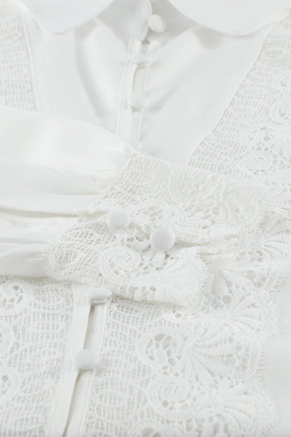 Chemise boutonnée à épissure de dentelle