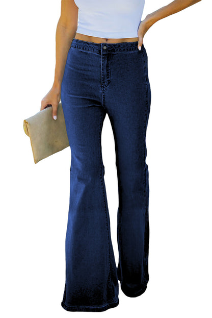 Jean cloche taille haute avec poches 