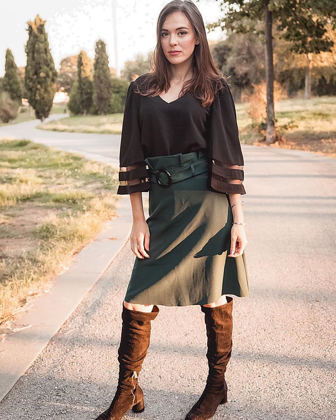 Flare Sleeve V Neck Loose Blouse