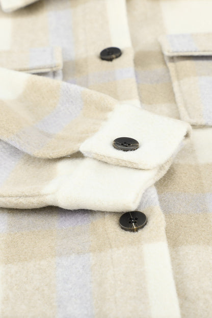 Veste à carreaux avec poche pour femme