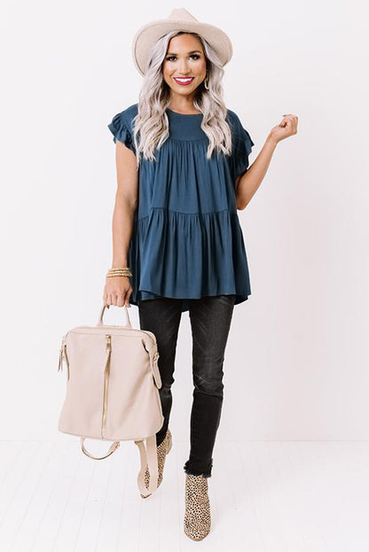 Haut babydoll à manches courtes et volants