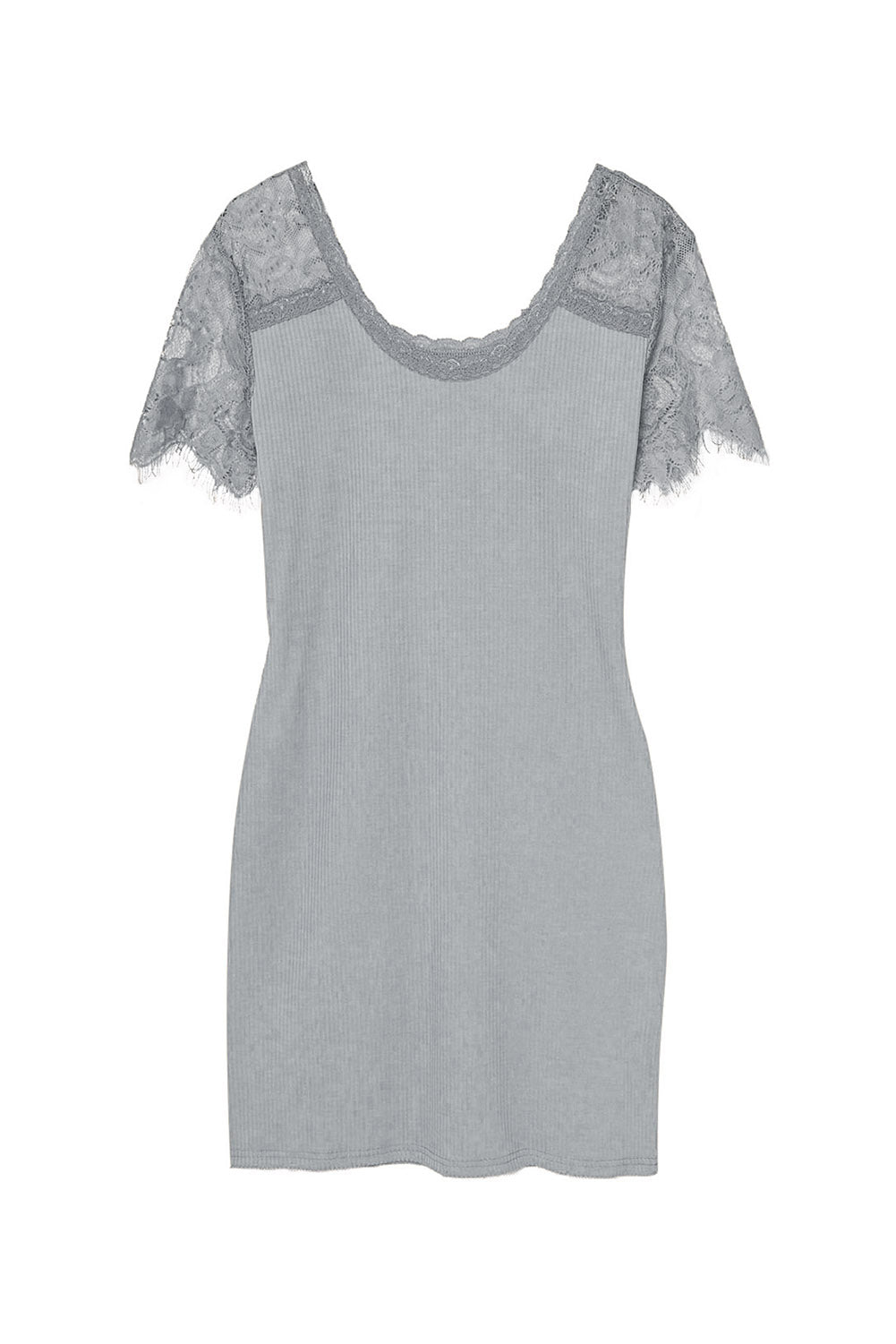 Lace Sleeve Ribbed Bodycon Dress