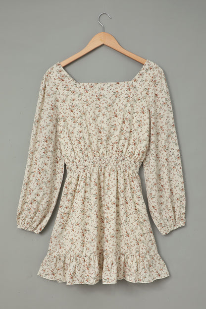 Graceful Elastic Waist Ruffled Floral Dress