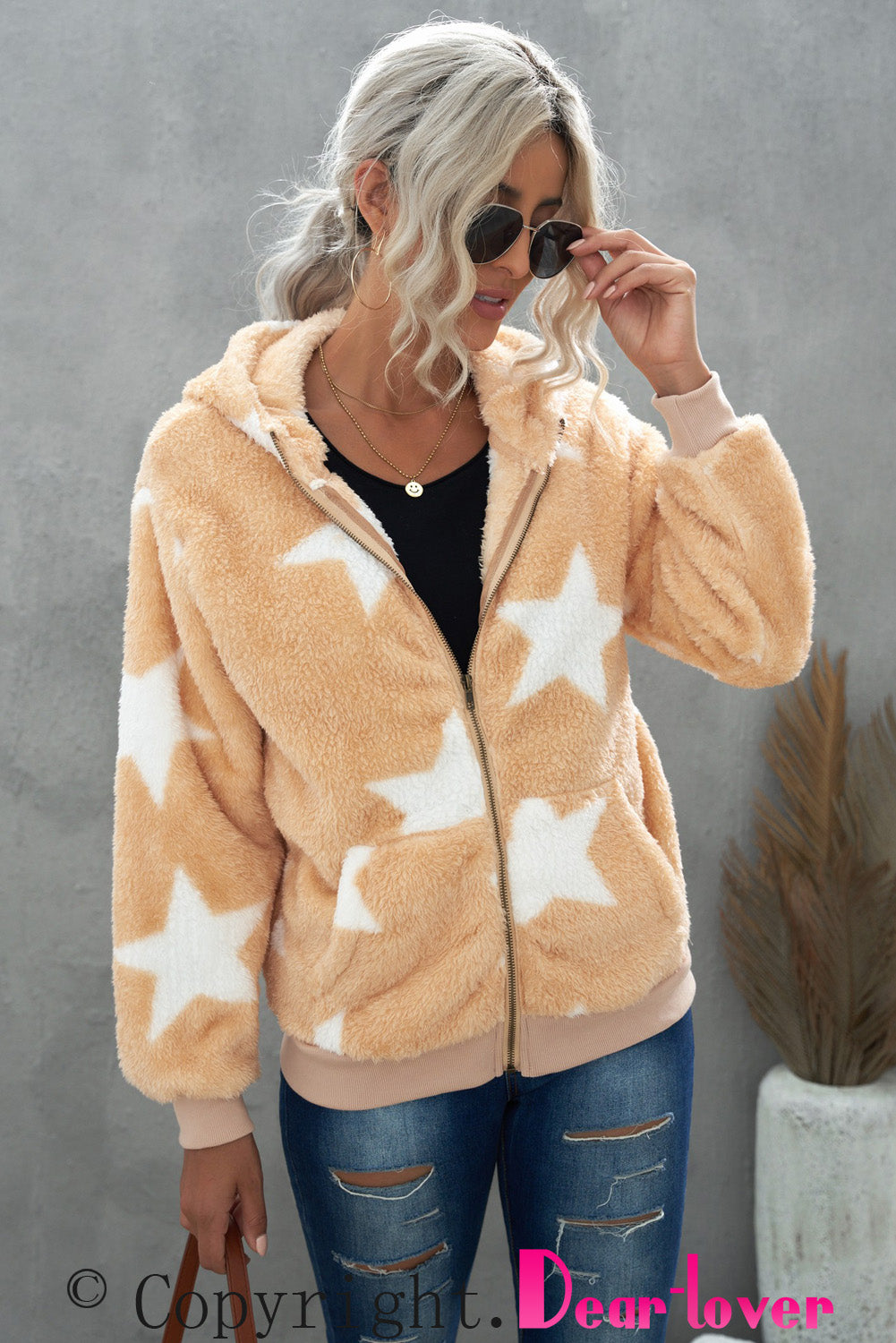 Manteau polaire à capuche et poches zippées à imprimé camouflage 