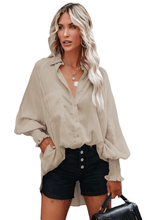 Billowy Sleeves Pocketed Shirt - HannaBanna Clothing