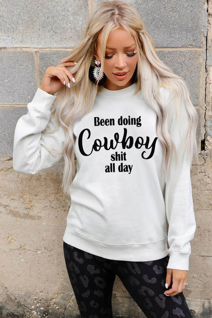 COWBOY take me away Graphic White Sweatshirt