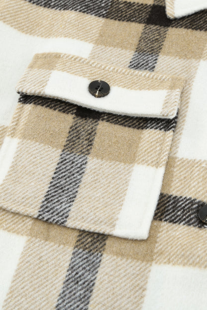 Veste à carreaux avec poche pour femme