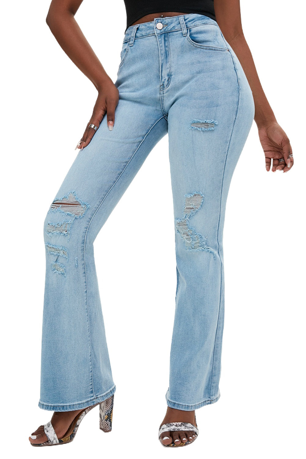 Jeans acampanados desgastados lavados