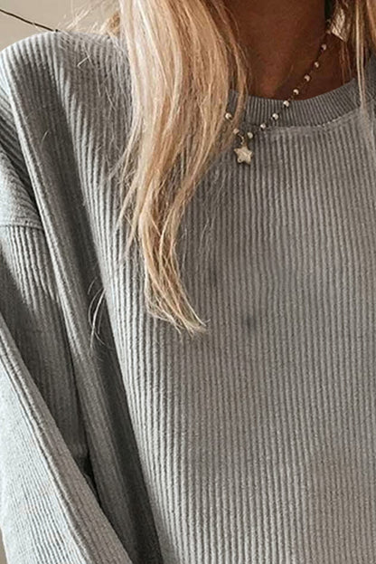 Sweat-shirt oversize côtelé à col ras du cou 