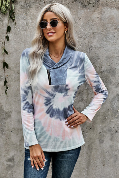 Pull zippé à imprimé tie-dye 