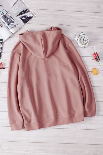 Sweat à capuche à manches longues et demi-fermeture éclair avec poche 