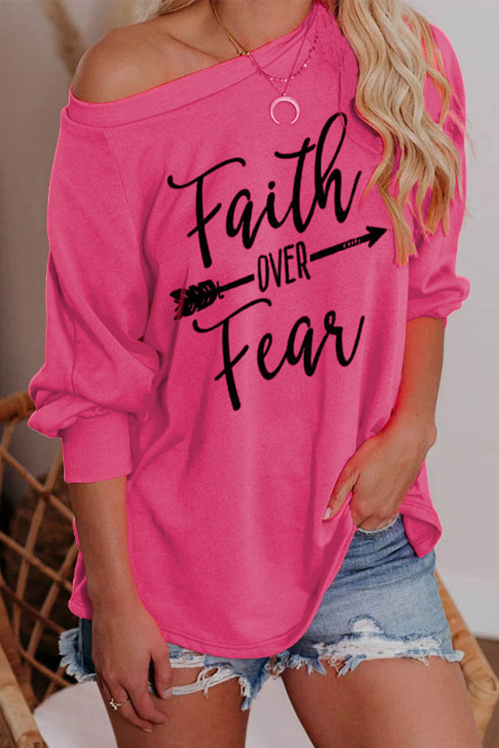 Camisa Faith OVER Fear Rose