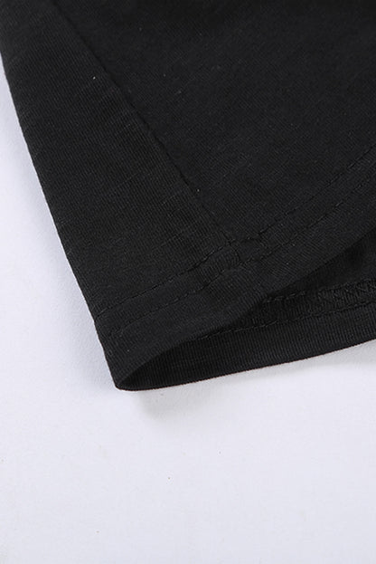 Distressed Crew Neck Leaves Pattern T-shirt