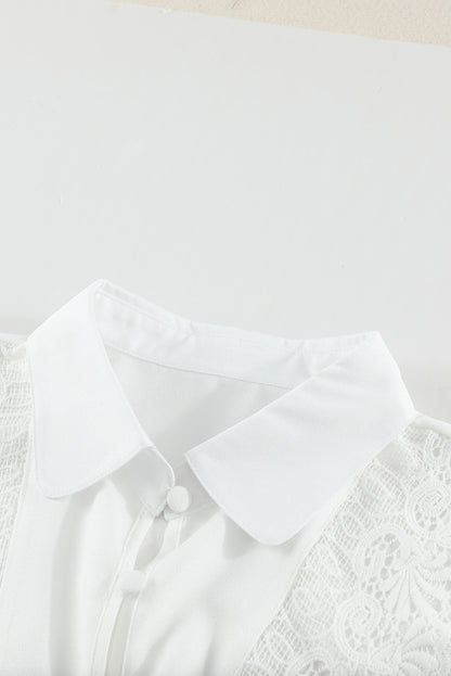 Chemise boutonnée à épissure de dentelle