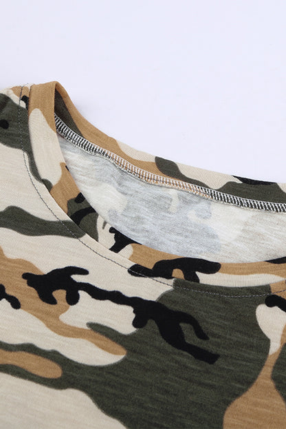 T-shirt à manches courtes et volants imprimés