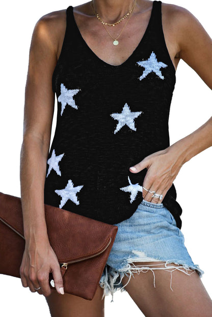 Débardeur à col en V et dos nageur à imprimé étoiles