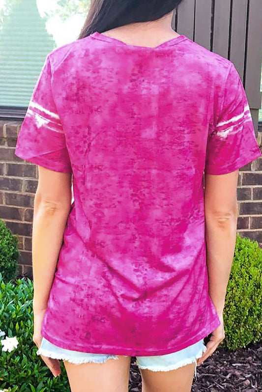 Camiseta con estampado de bloques de color teñido anudado