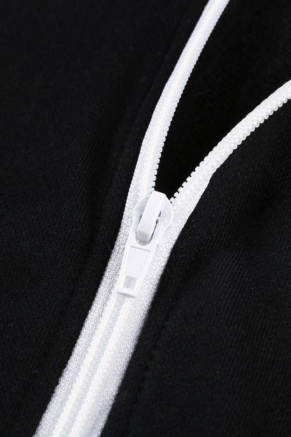 Chaqueta con capucha y cordón con bolsillo con cremallera