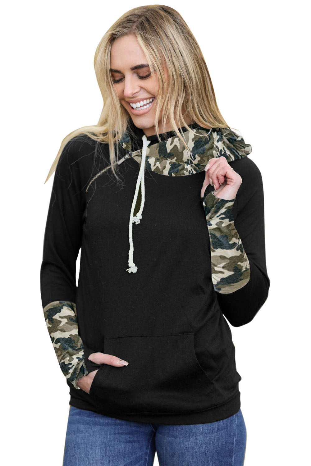 Sweat à capuche avec trou pour le pouce Double Hoods