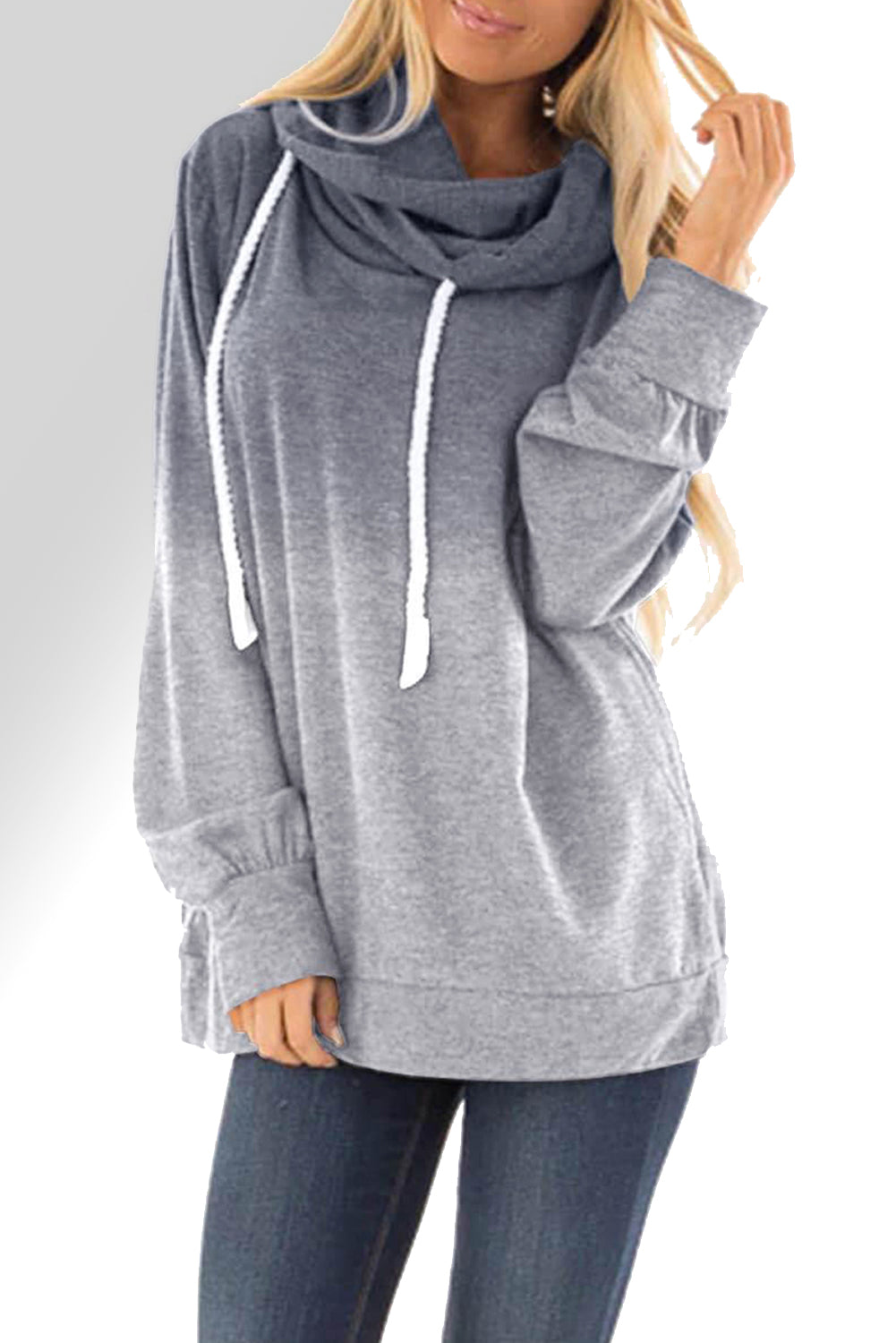 Sweat à capuche à manches longues et pull ombré