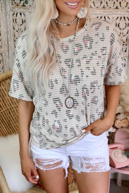 Haut à manches courtes en tricot gaufré