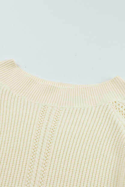 Beige Plain Off Shoulder Knit Pullover Sweater