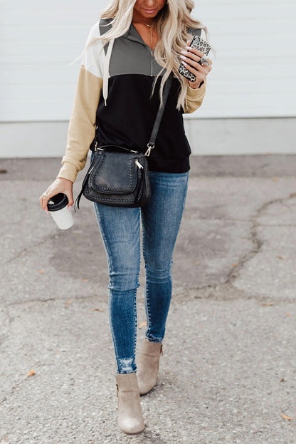 Sweat à capuche zippé colorblock