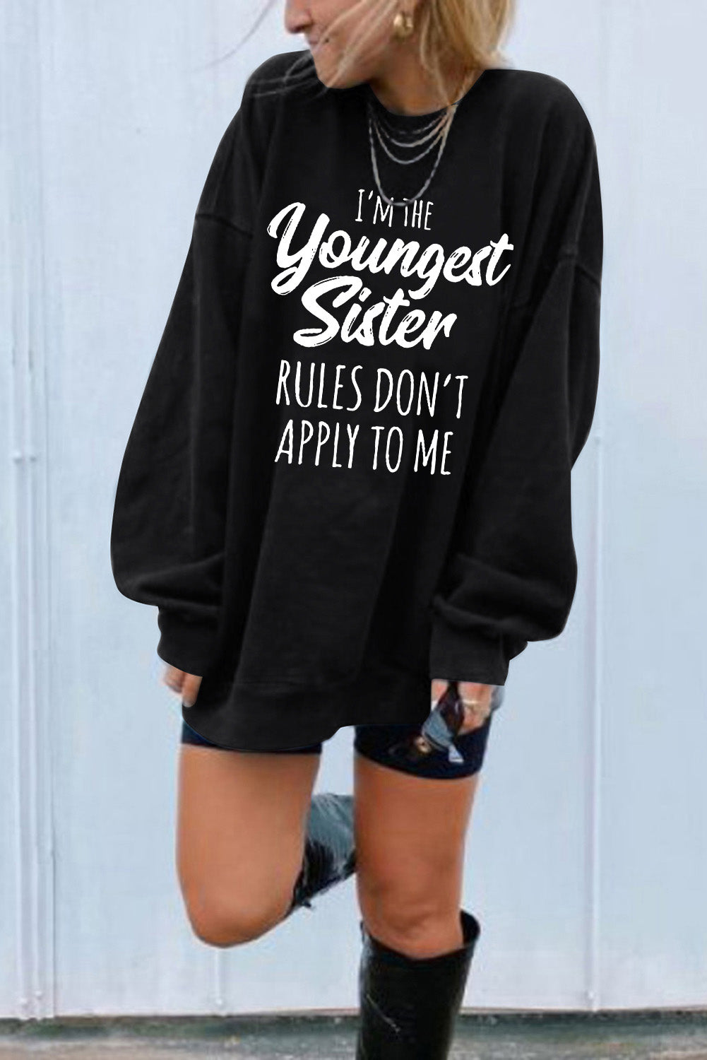 Dark Blue Oversized Solid Drop Shoulder Sweatshirt