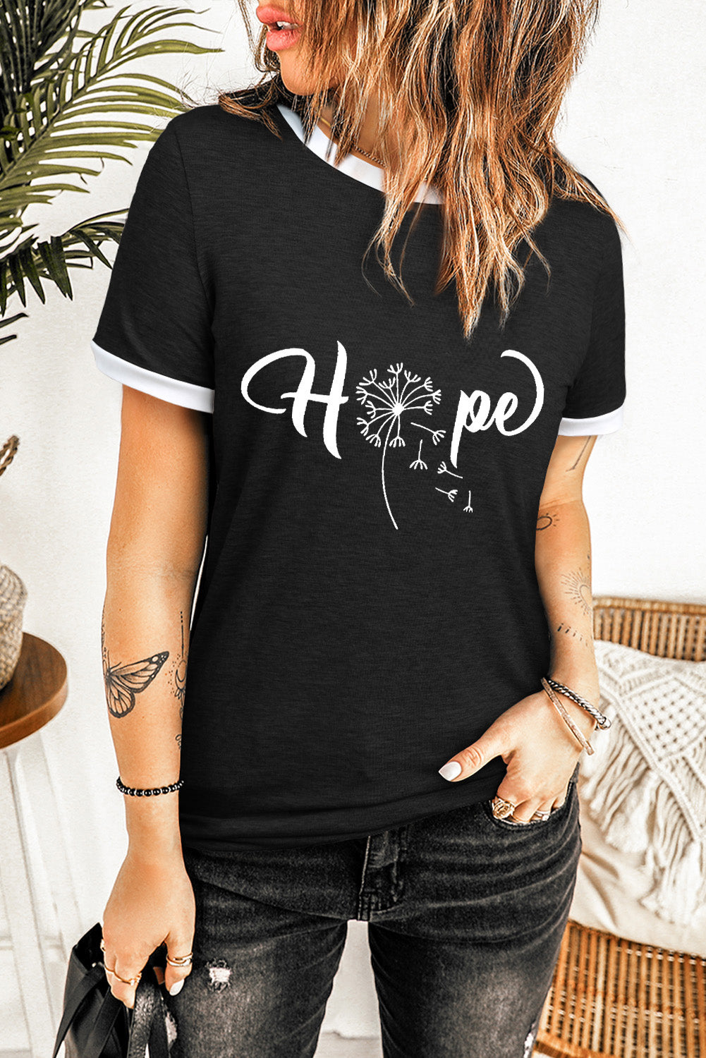 Top de manga corta con cuello redondo