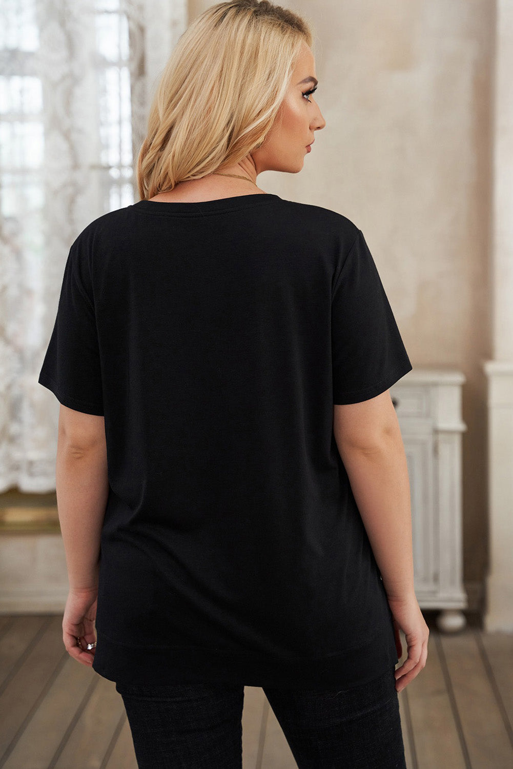 T-shirt ras du cou grande taille à imprimé léopard et éclairs