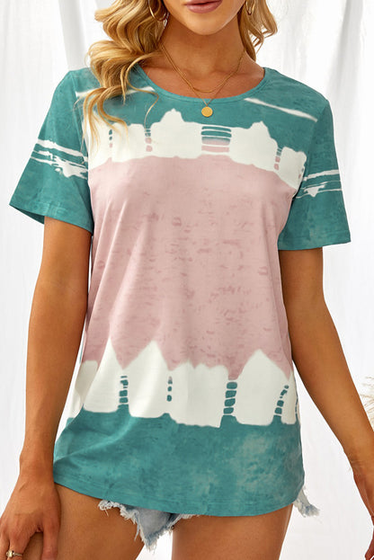 Camiseta con estampado de bloques de color teñido anudado