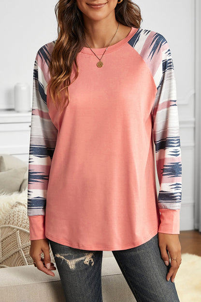 Haut à manches longues raglan et imprimé géométrique