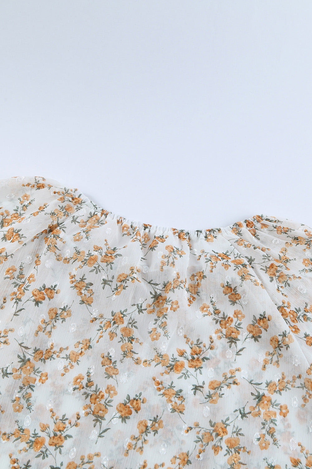 Floral Print Drawstring Long Bell Sleeve Blouse