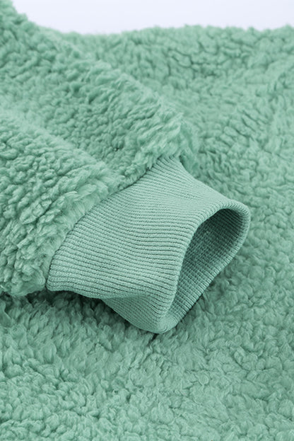 Sweat-shirt à capuche zippé 1/4 en sherpa avec kangourou