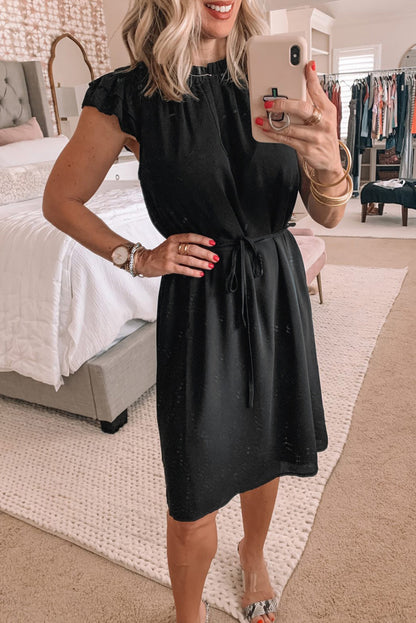 Ruffled Sleeves Shift Dress